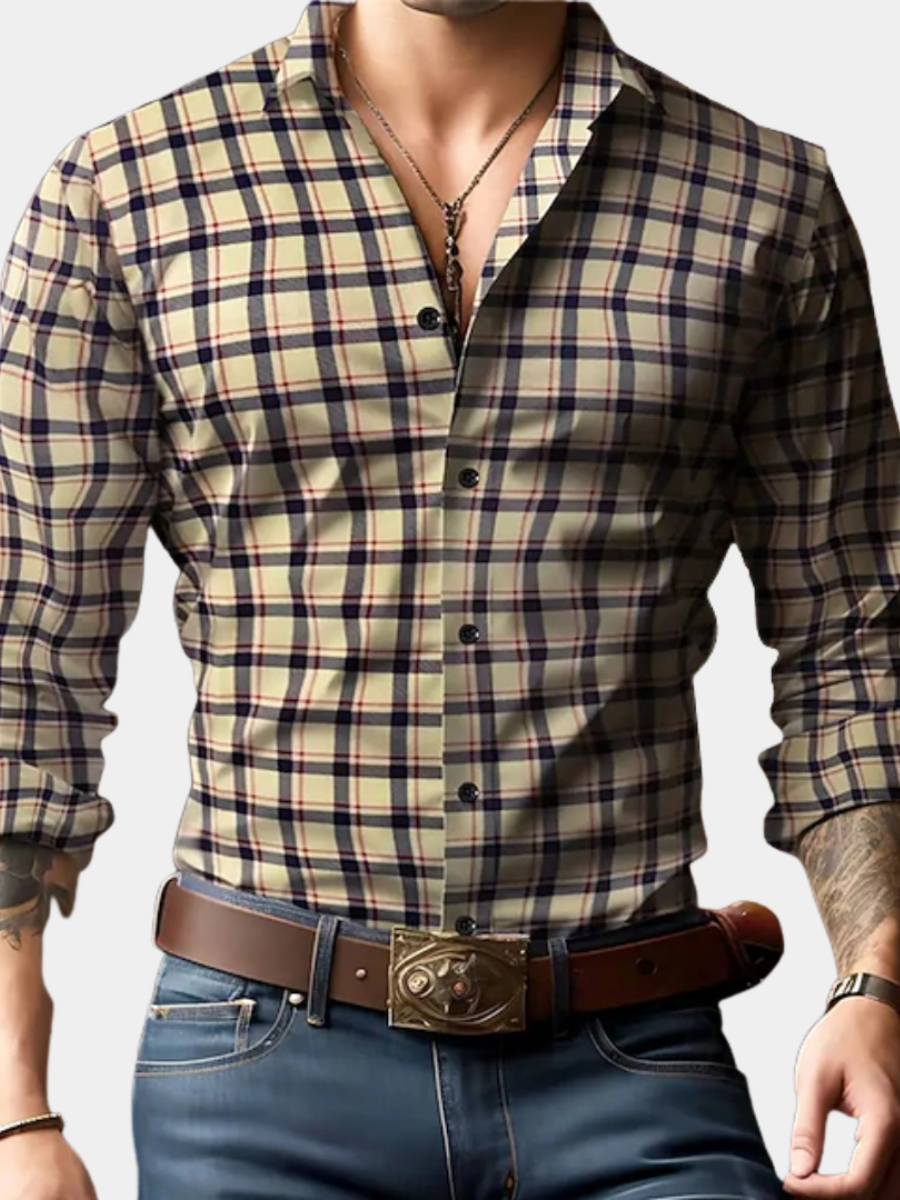 PLAID LONG SLEEVE SHIRT FOR MEN