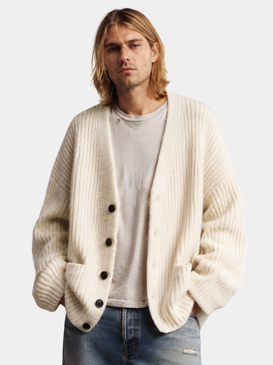 OVERSIZED V-NECK CARDIGAN FOR MEN