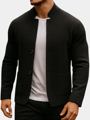 TEXTURED KNIT BUTTON JACKET FOR MEN