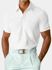 CHECKERED TEXTURE POLO SHIRT FOR MEN