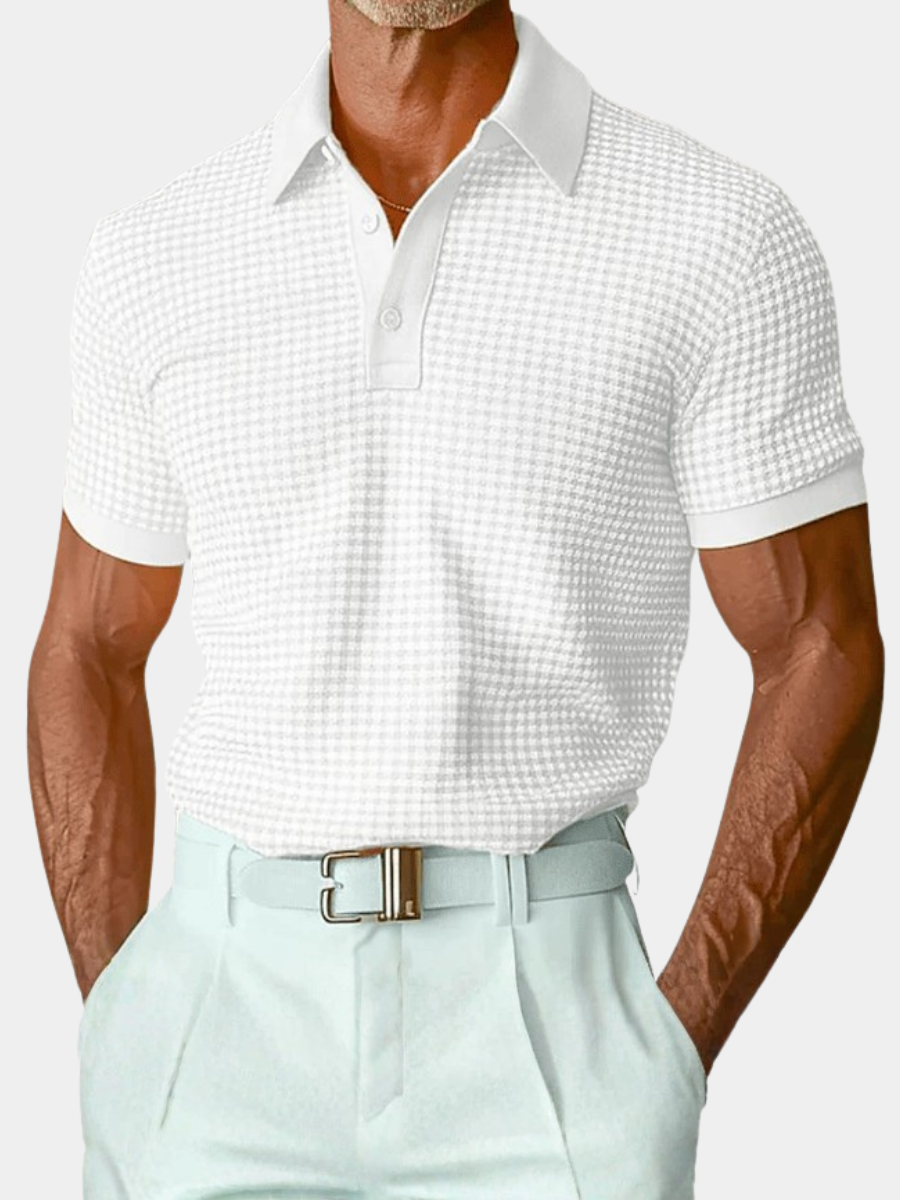 CHECKERED TEXTURE POLO SHIRT FOR MEN