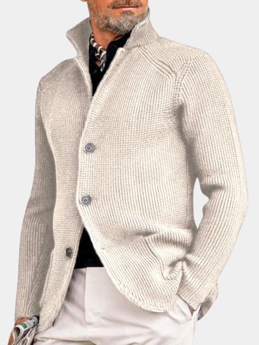 STAND COLLAR KNIT CARDIGAN FOR MEN