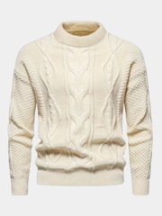 CABLE KNIT CREW NECK SWEATER FOR MEN
