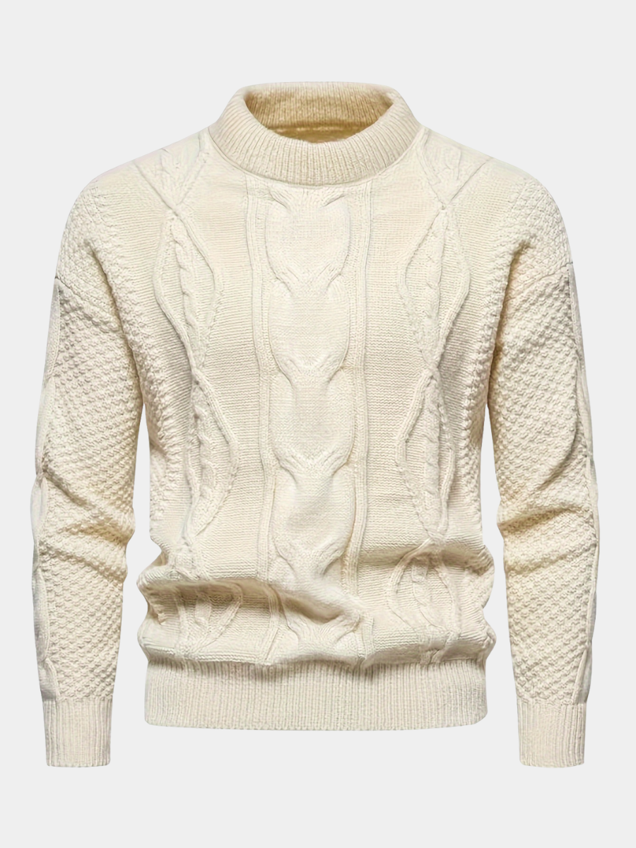 CABLE KNIT CREW NECK SWEATER FOR MEN