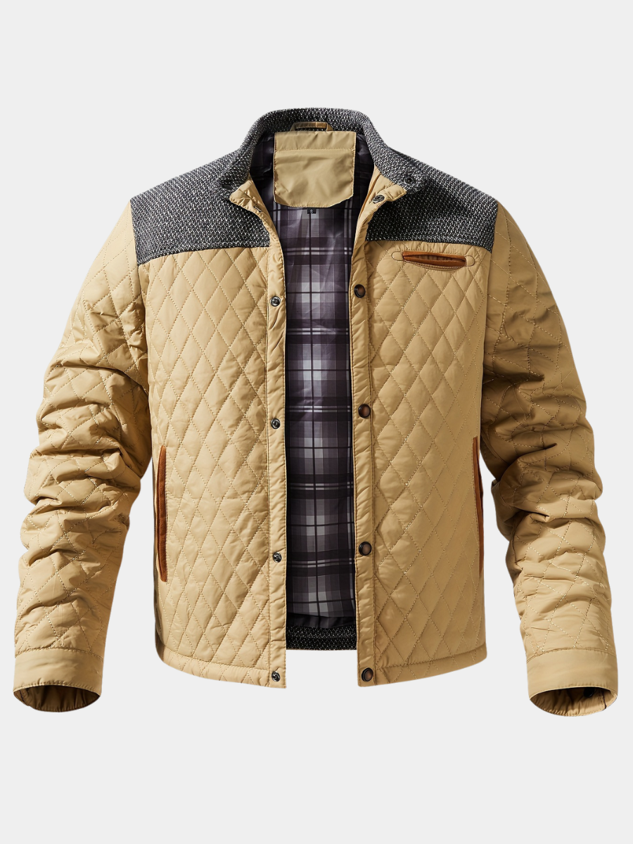 COLOUR BLOCK STAND COLLAR JACKET FOR MEN