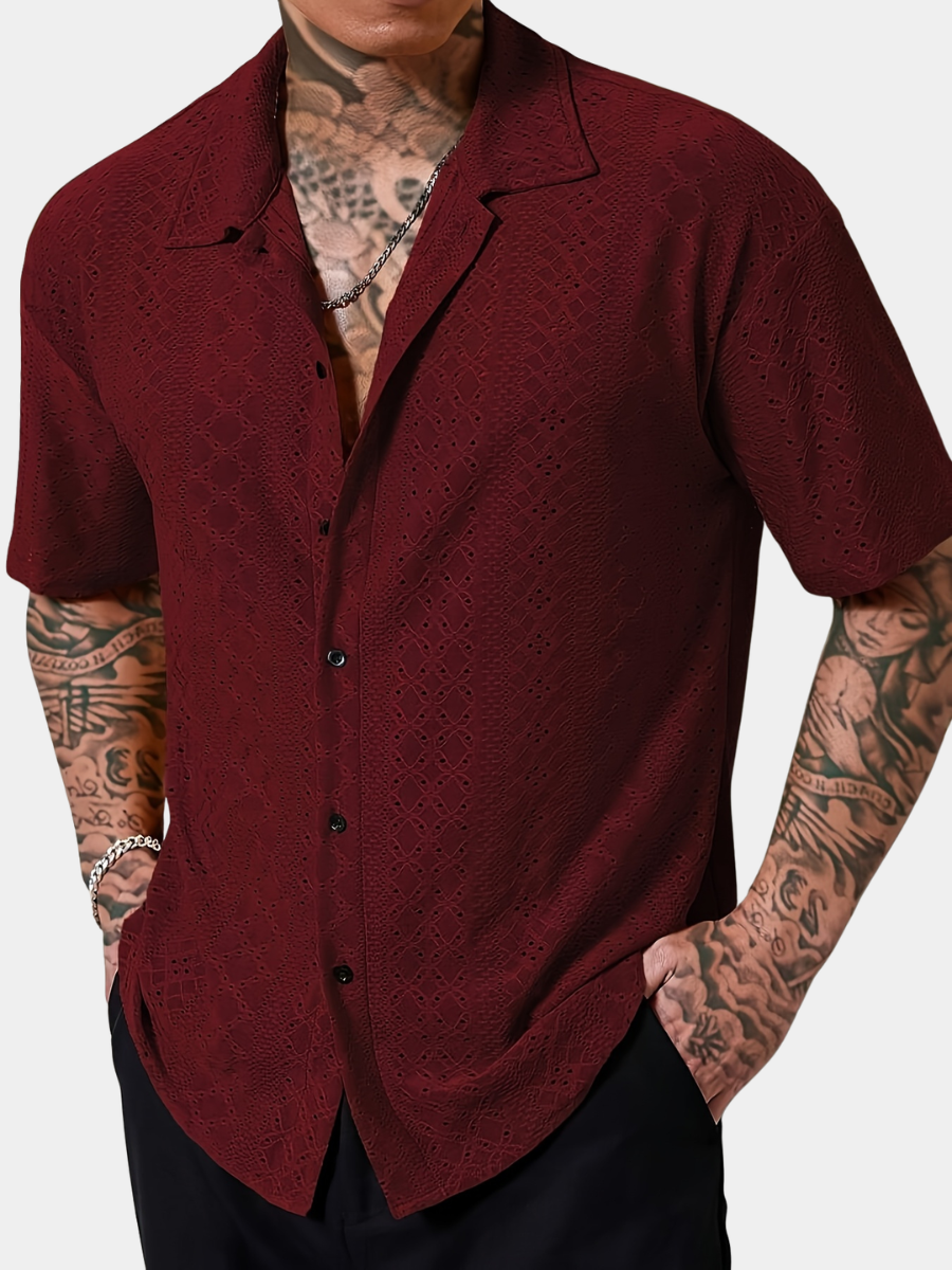 TEXTURED LAPEL SHIRT FOR MEN