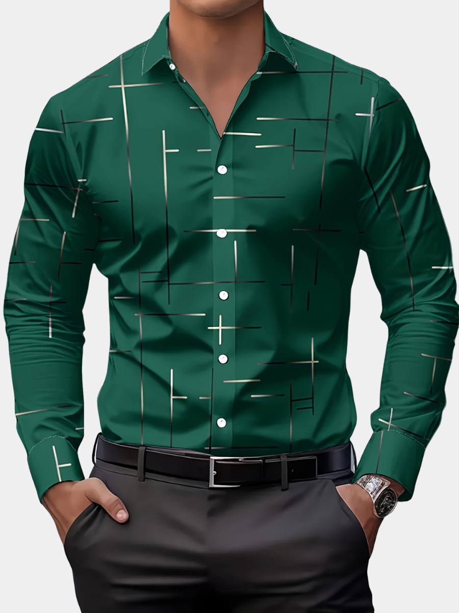 GEOMETRIC BUTTON SHIRT FOR MEN