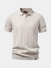 RIBBED KNIT POLO FOR MEN