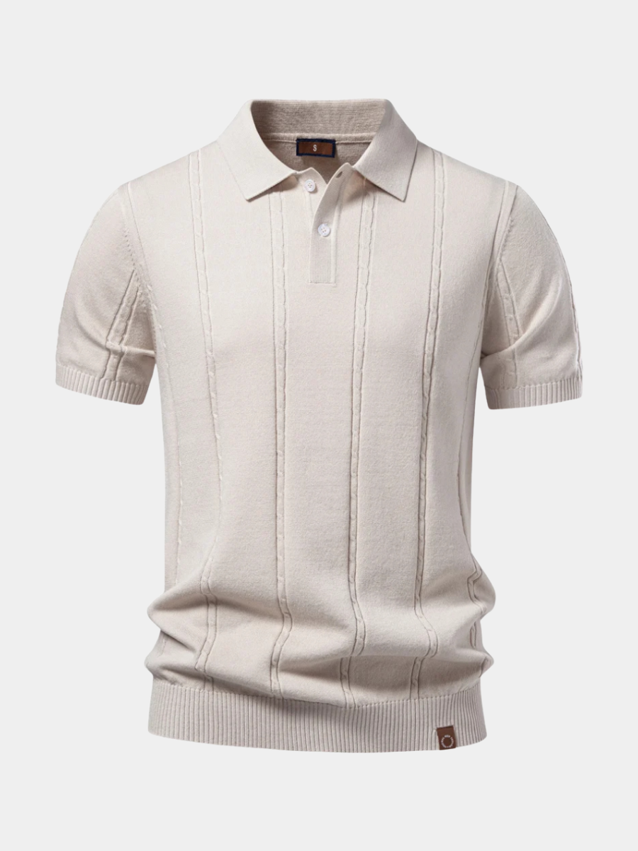RIBBED KNIT POLO FOR MEN