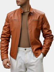 STAND COLLAR ZIP COAT FOR MEN