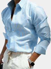 STRIPED LAPEL SHIRT FOR MEN