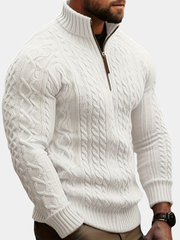 CABLE KNIT HALF ZIP SWEATER FOR MEN