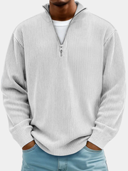 RIBBED ZIP NECK JUMPER FOR MEN