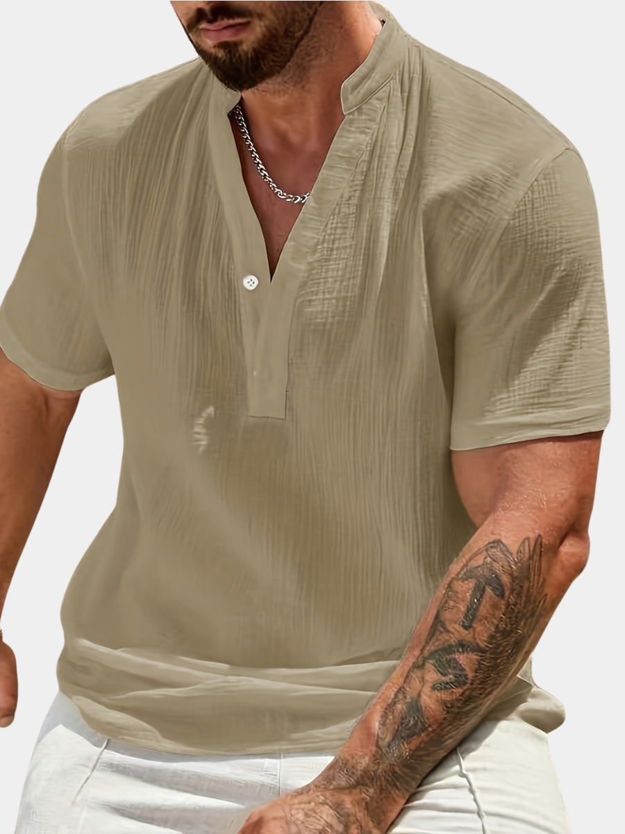 LINEN V-NECK SHIRT FOR MEN