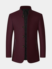 STAND COLLAR TWEED JACKET FOR MEN