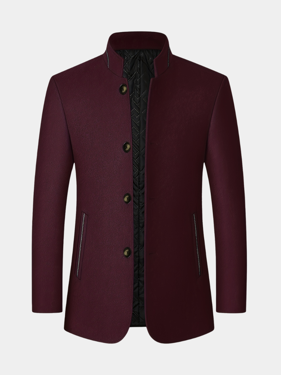 STAND COLLAR TWEED JACKET FOR MEN