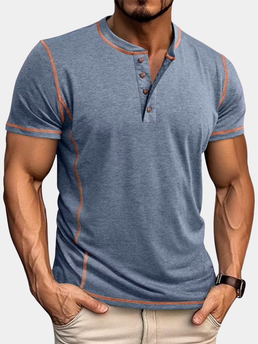BUTTON HENLEY T-SHIRT FOR MEN