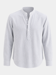 STRIPED BAND COLLAR SHIRT FOR MEN