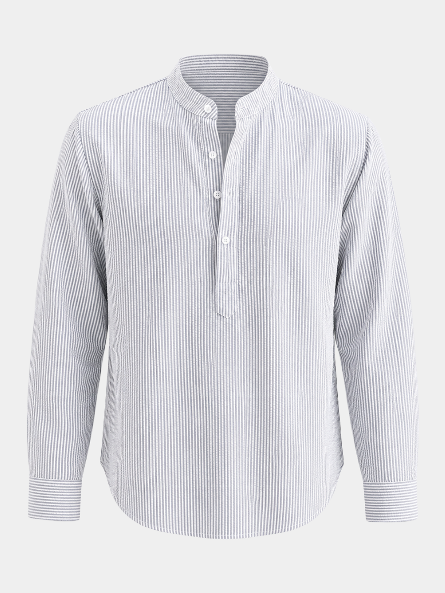 STRIPED BAND COLLAR SHIRT FOR MEN