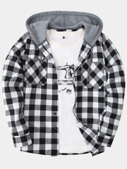 PLAID HOODED SHIRT FOR MEN