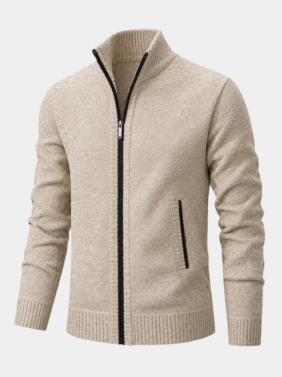 KNIT ZIP COLLAR SWEATER FOR MEN