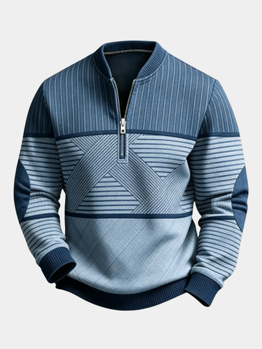 GEOMETRIC HALF ZIP SWEATER FOR MEN