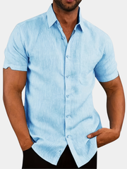 LAPEL LINEN SHIRT FOR MEN