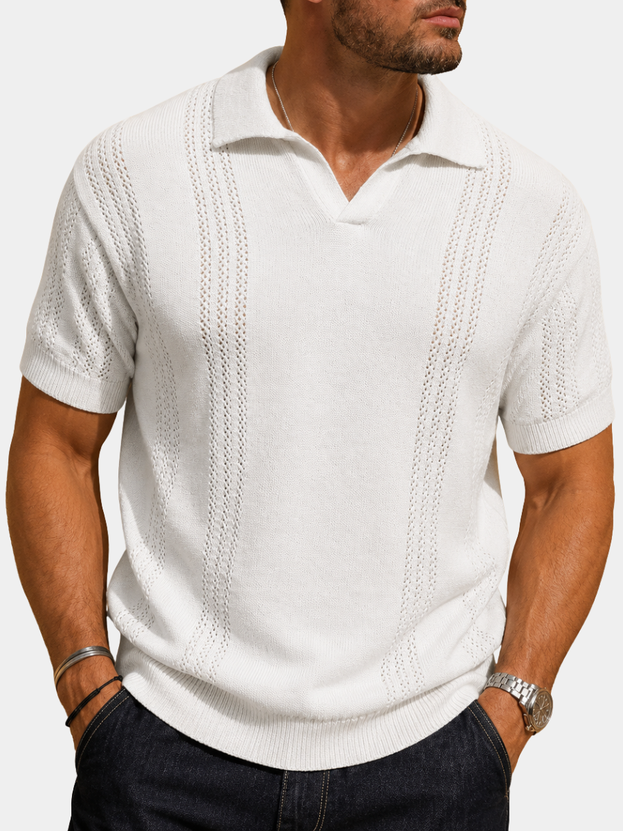 OPEN KNIT POLO SHIRT FOR MEN