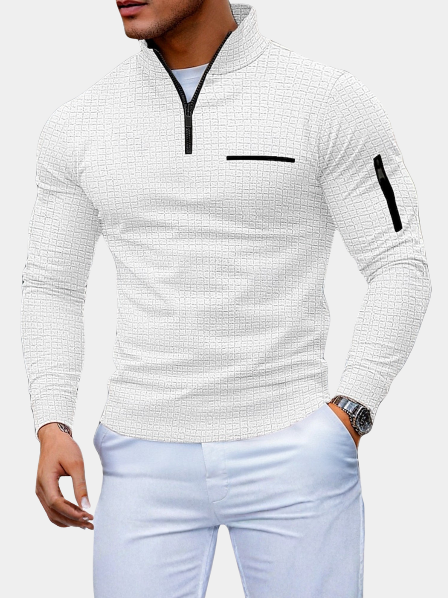 COLOUR BLOCK HALF ZIP SWEATER FOR MEN