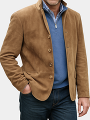 SUEDE STYLE BUTTON JACKET FOR MEN