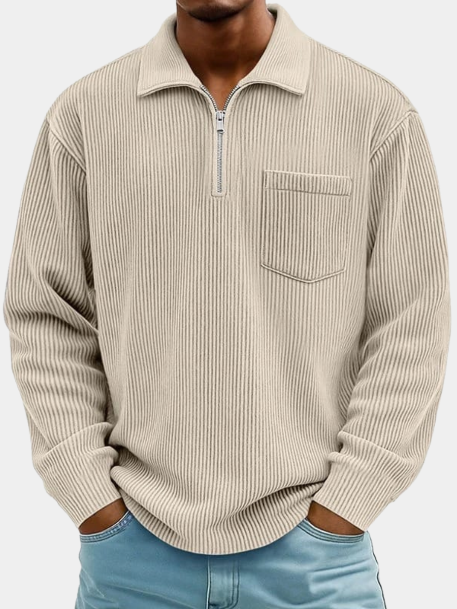 HALF ZIP CHEST POCKET SWEATER FOR MEN