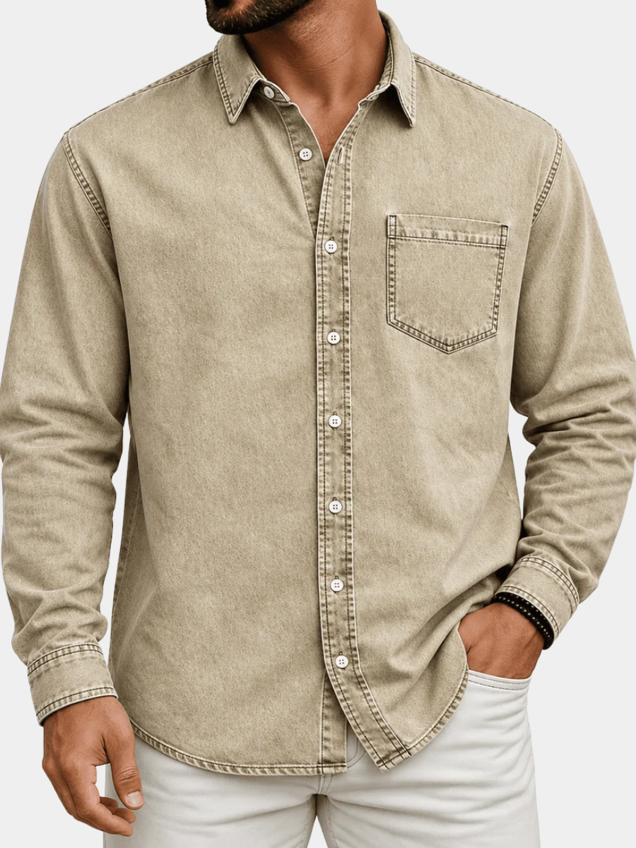 TEXTURED DENIM SHIRT FOR MEN