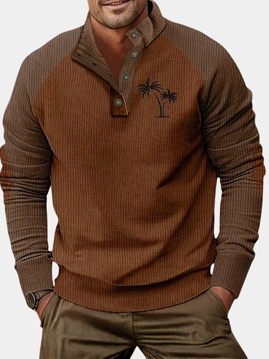 COLOUR BLOCK COLLARED KNIT SHIRT FOR MEN