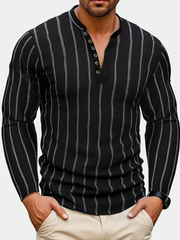 STRIPED KNIT HENLEY FOR MEN