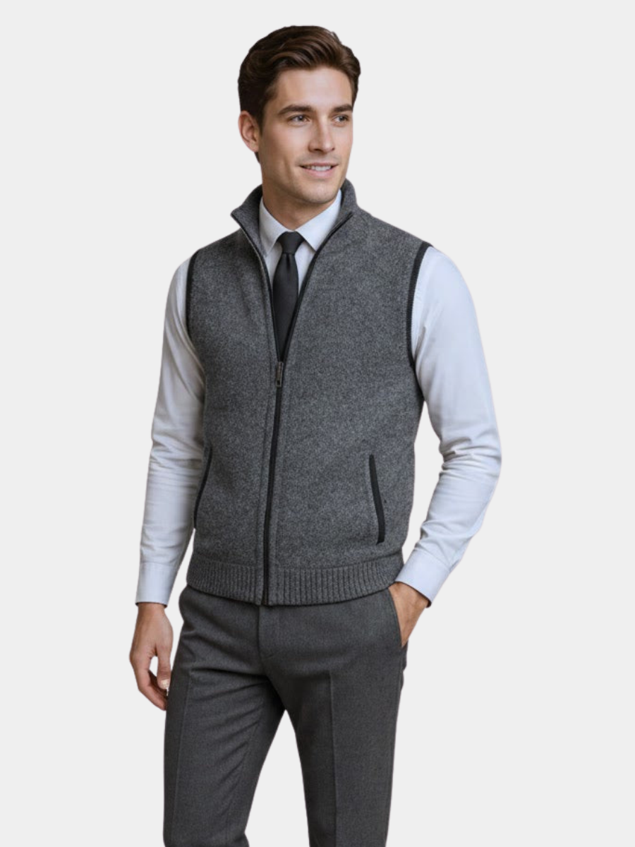 FULL ZIP STAND COLLAR CARDIGAN FOR MEN