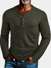 TEXTURED KNIT HENLEY SHIRT FOR MEN