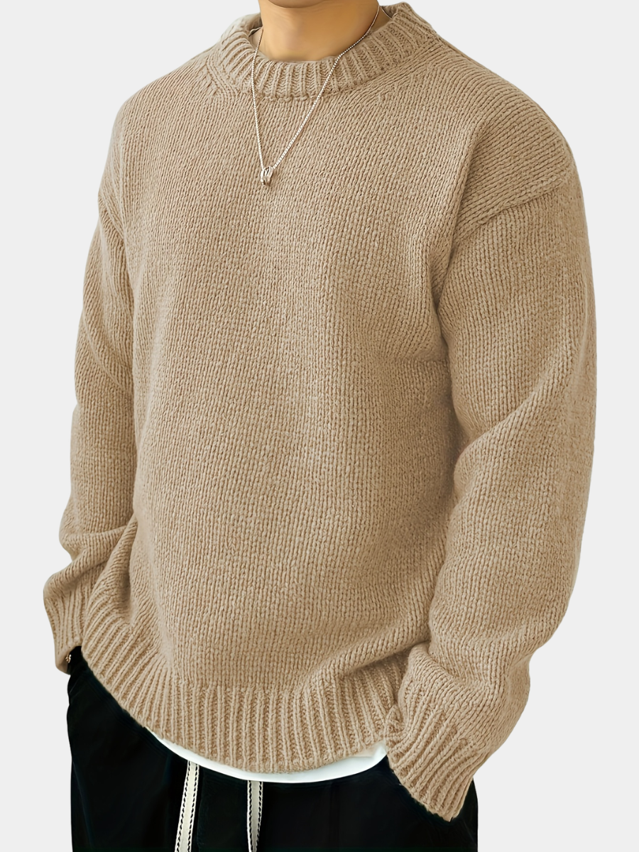 SOLID KNIT CREWNECK SWEATER FOR MEN