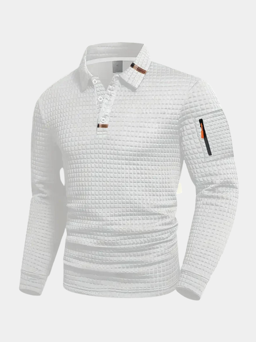 WAFFLE KNIT POLO FOR MEN