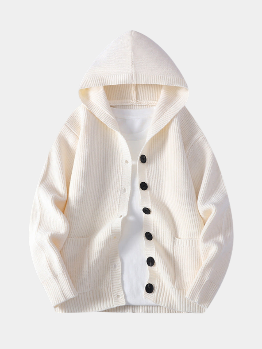 HOODED TEXTURED CARDIGAN FOR MEN
