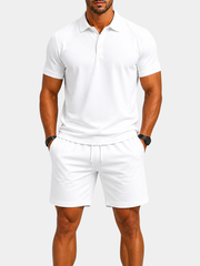 RIBBED POLO SHORTS SET FOR MEN