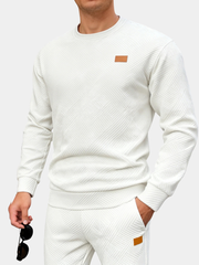 GEOMETRIC JACQUARD CREW NECK SWEATSHIRT FOR MEN