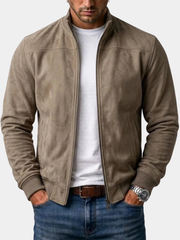 SUEDE RIBBED BOMBER JACKET FOR MEN