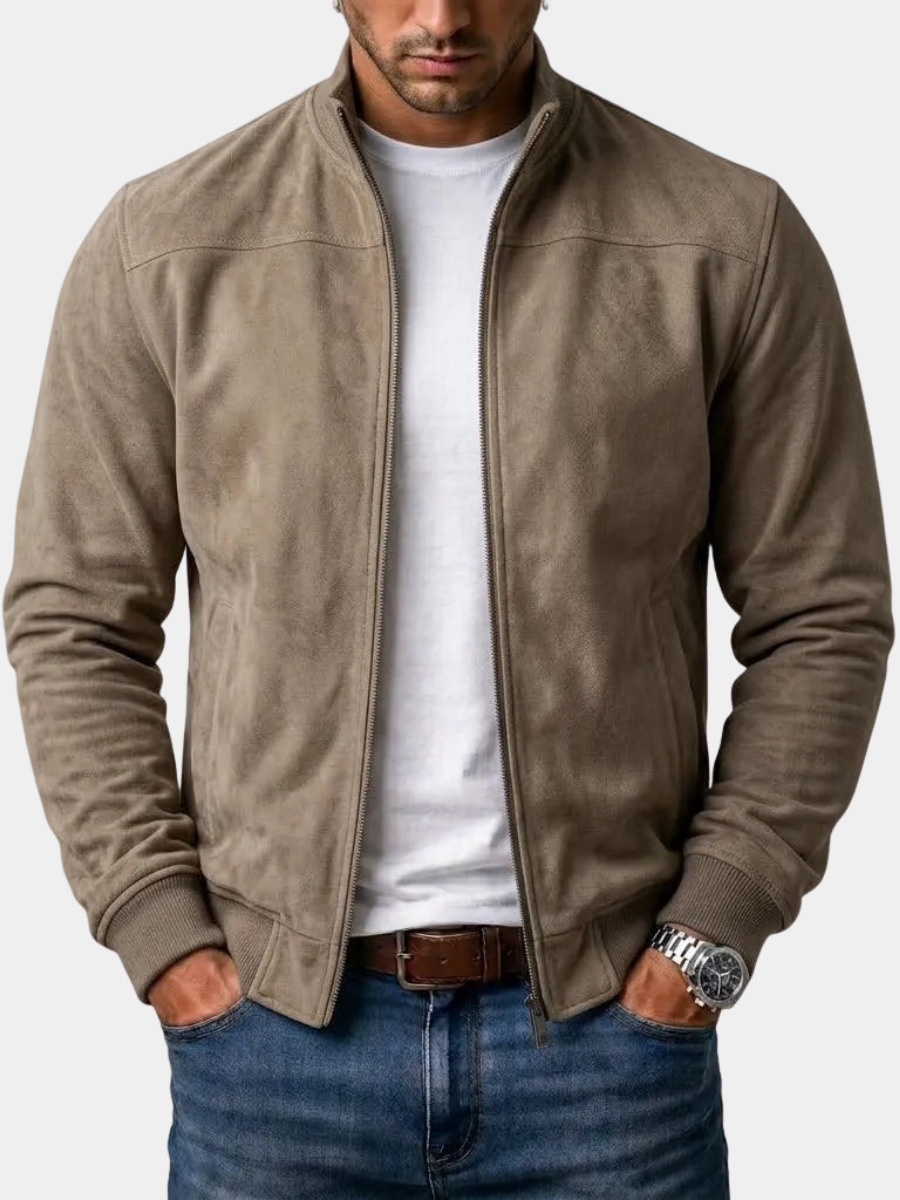 SUEDE RIBBED BOMBER JACKET FOR MEN