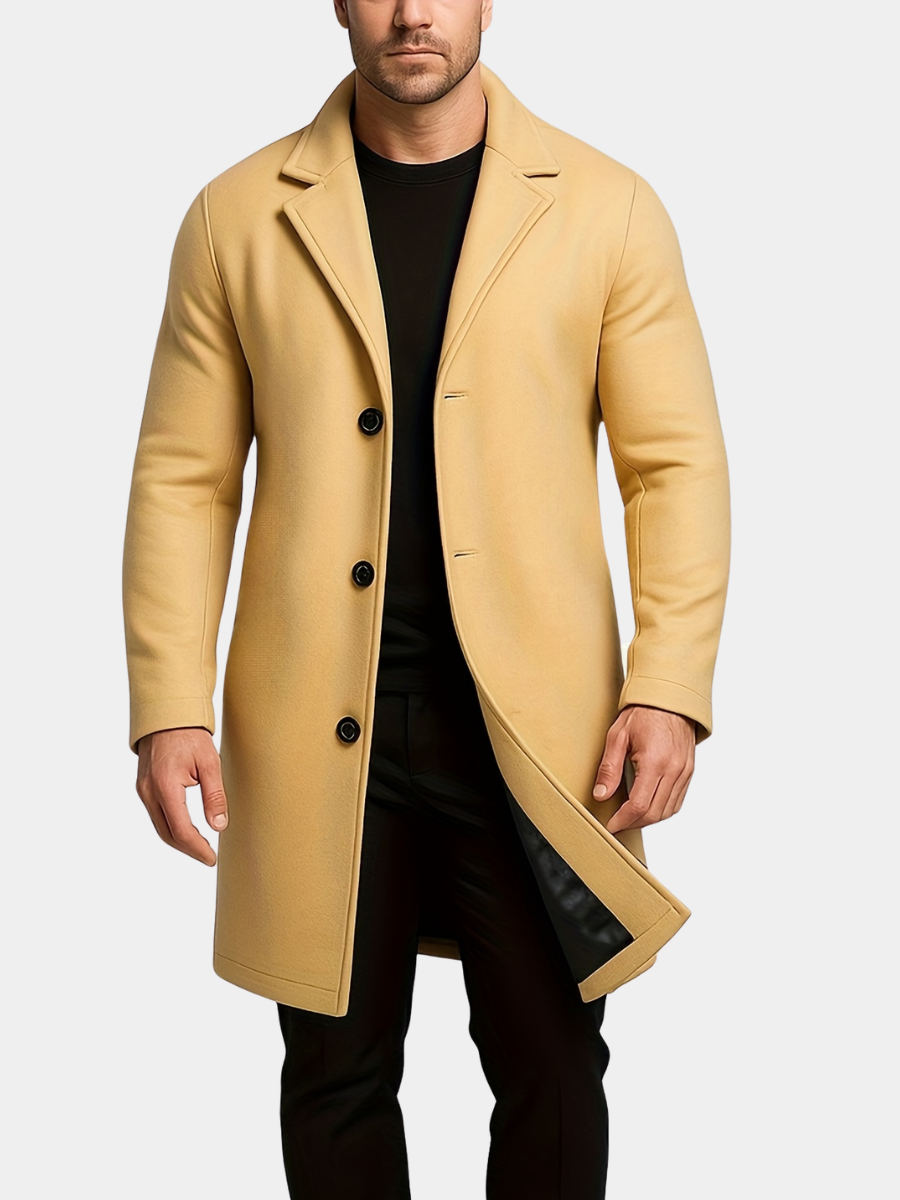 MID-LENGTH TWEED OVERCOAT FOR MEN