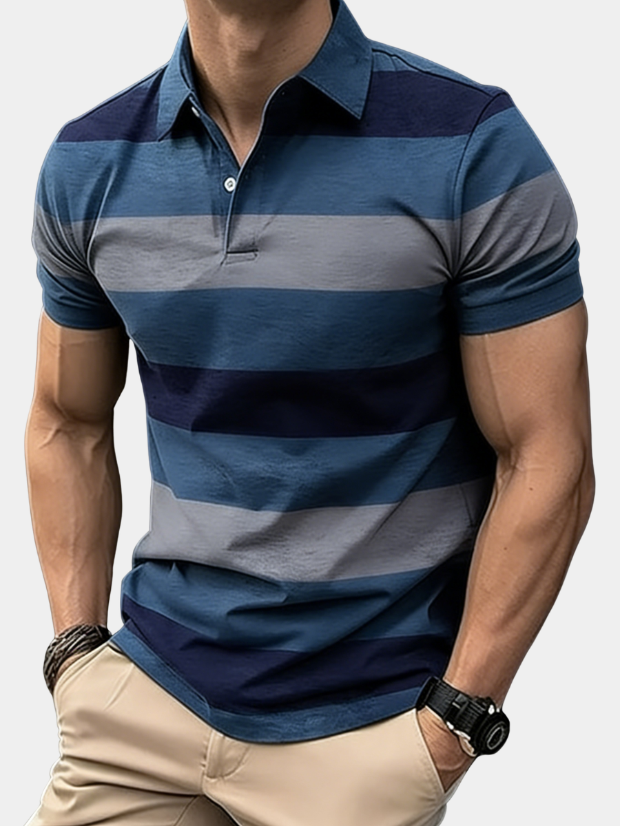 STRIPED COLLAR POLO SHIRT FOR MEN