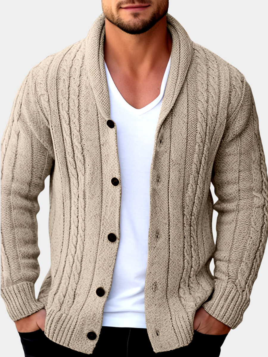 TEXTURED KNIT CARDIGAN FOR MEN