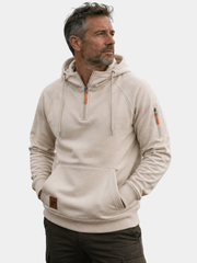 HALF ZIP HOODED SWEATSHIRT FOR MEN