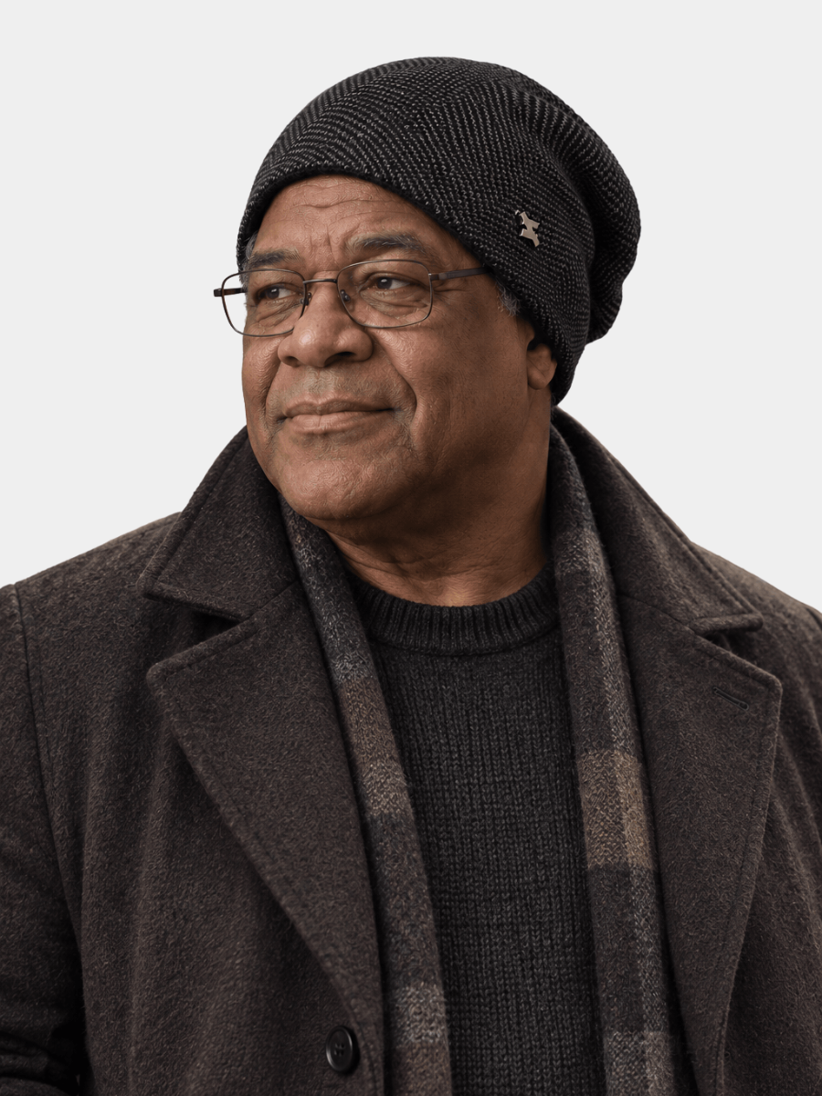 HERRINGBONE FLEECE BEANIE FOR MEN
