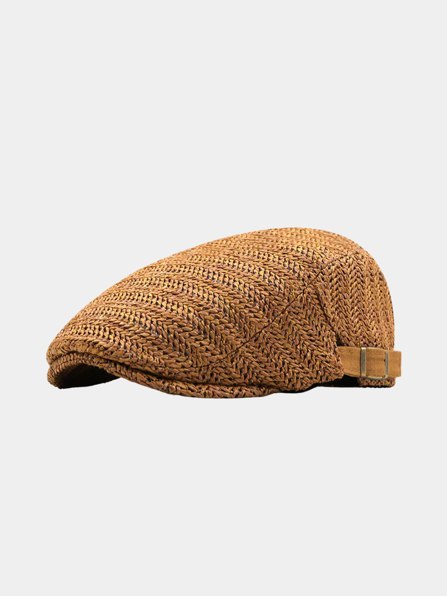 WOVEN STRAW FLAT CAP FOR MEN