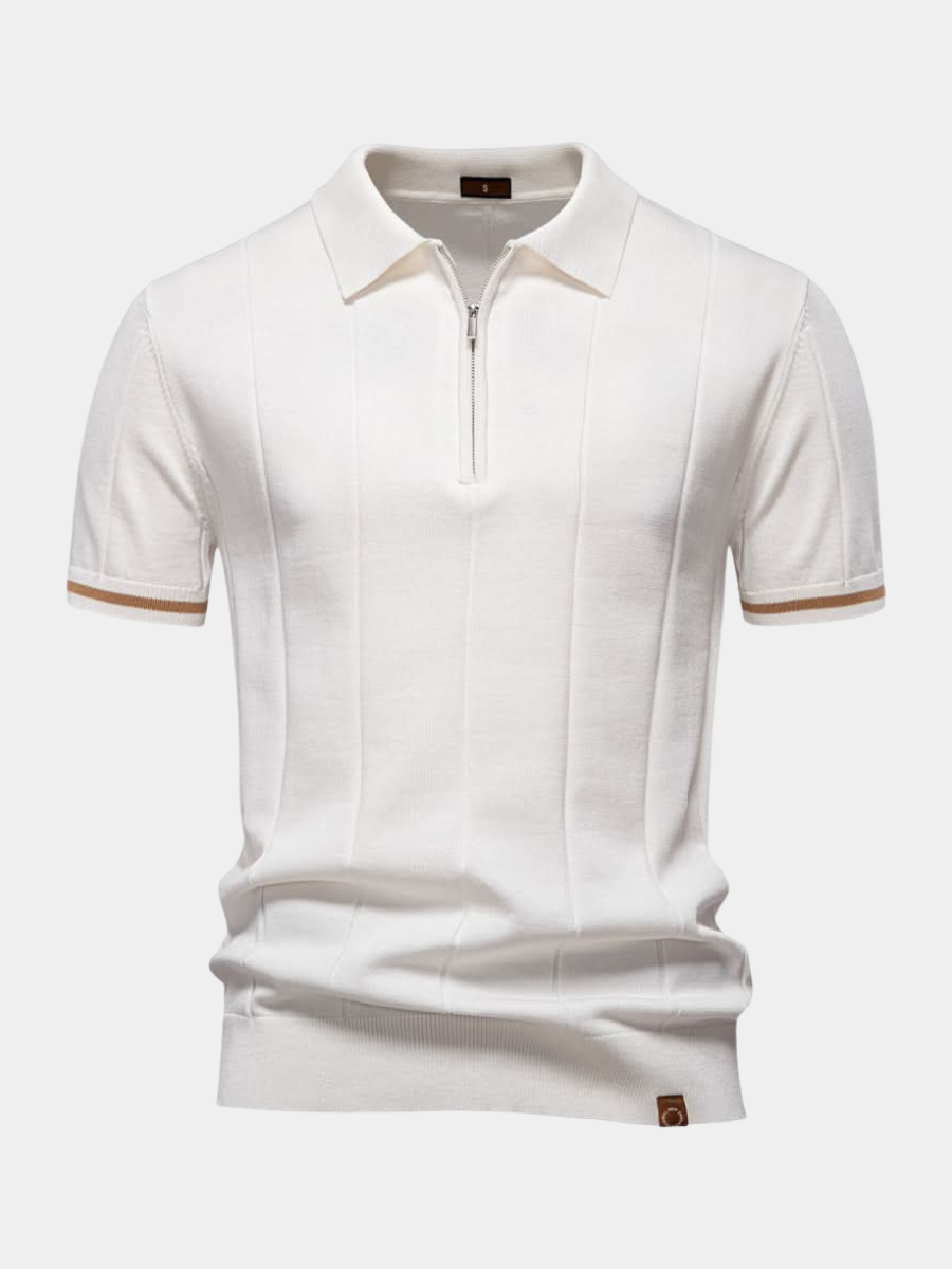 TEXTURED ZIP POLO FOR MEN